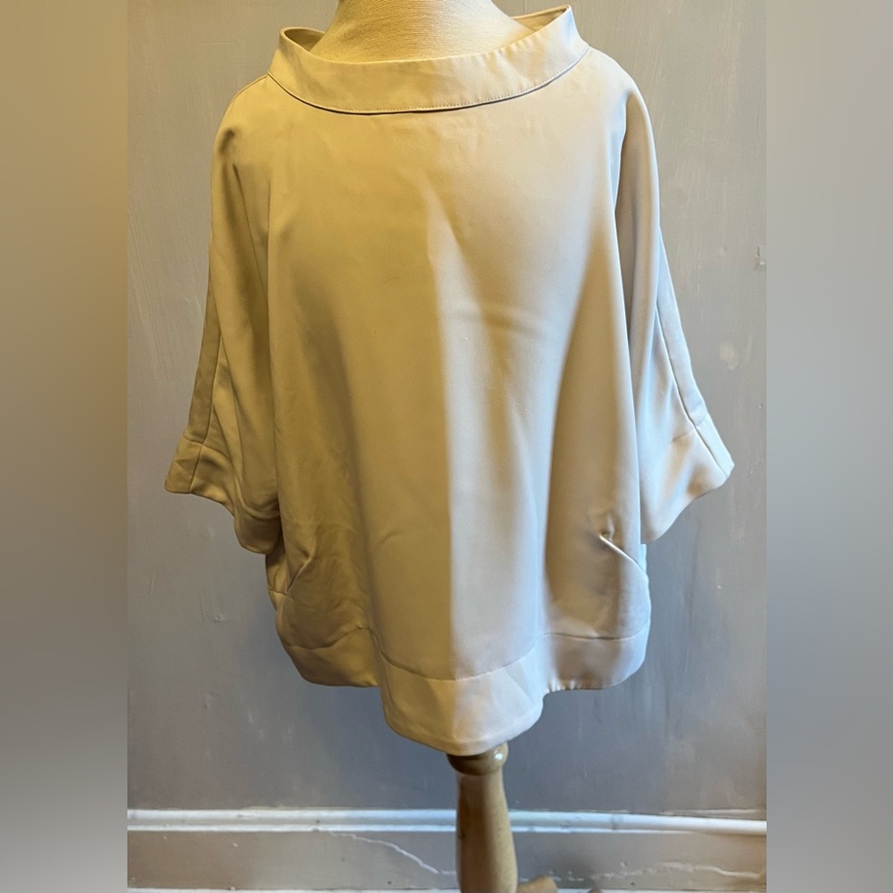 Anni Kuan Blouse Ethically Certified Made In USA Classic Neutral Ivory Size XS